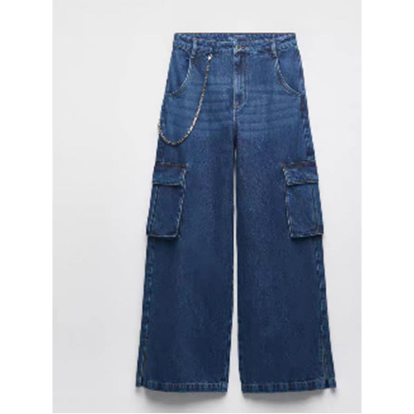 women's casual wide leg jeans with pocket – colorgold