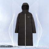 women's long loose  and hooded down coat for winter