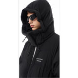 women's long loose  and hooded down coat for winter