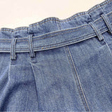 women's high waist  belted wide leg jeans