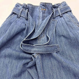 women's high waist  belted wide leg jeans